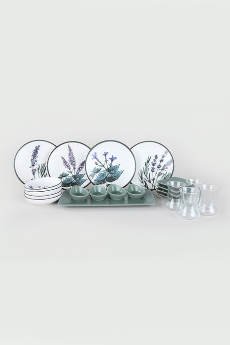 Hermia Set de desayuno de 21 piezas en gres cerámico Hermia Set de desayuno de 21 piezas en gres cerámico